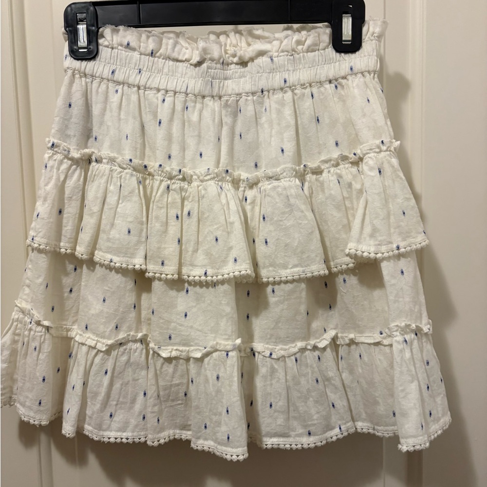 Senlis White Ruffled Skirt with Blue Accents